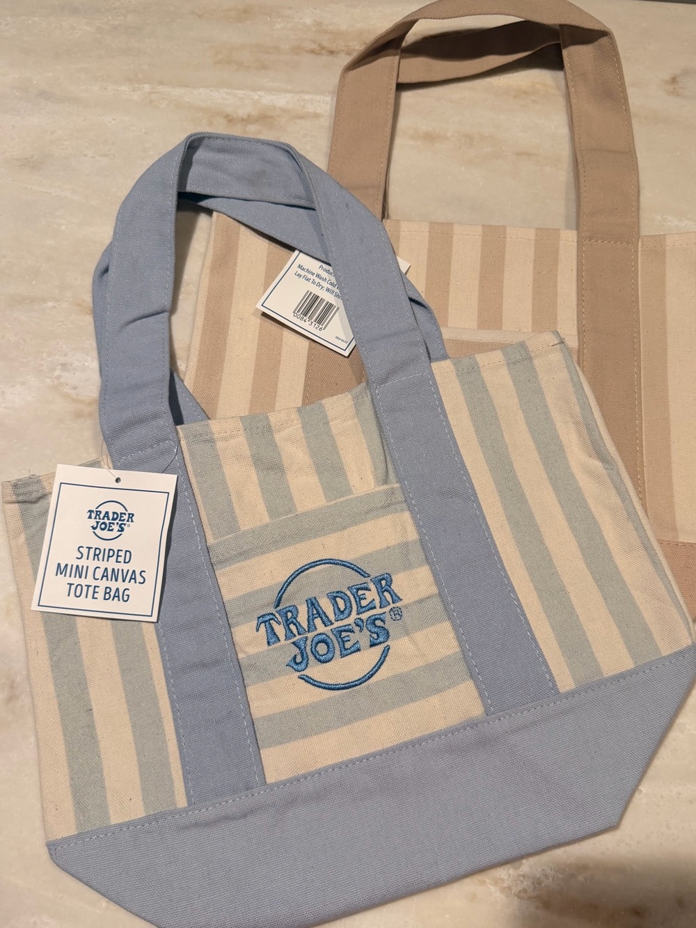 Trader Joe’s limited edition ! Striped Mini Canvas Tote Bags- set of 2